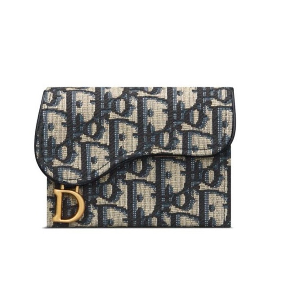 Dior blue oblique saddle wallet